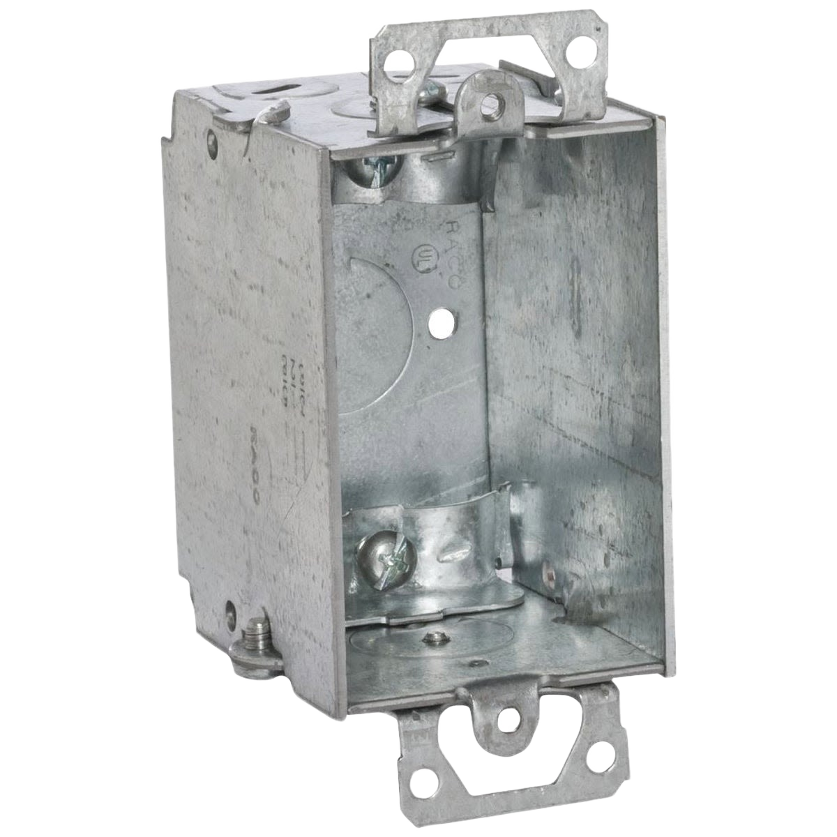 Steel welded electrical wall box with mounting brackets for switches and outlets in home improvement collections under $50
