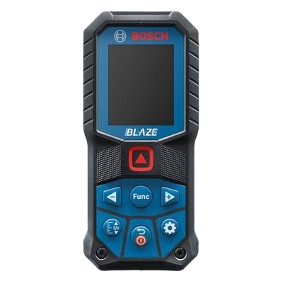 Digital Bosch BLAZE laser measure with intuitive control buttons for precise measurements in woodworking and home improvement tools collections