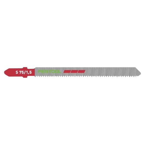 Festool profile cutting jigsaw blade with fine teeth, designed for precision cutting of plastics and acrylics.