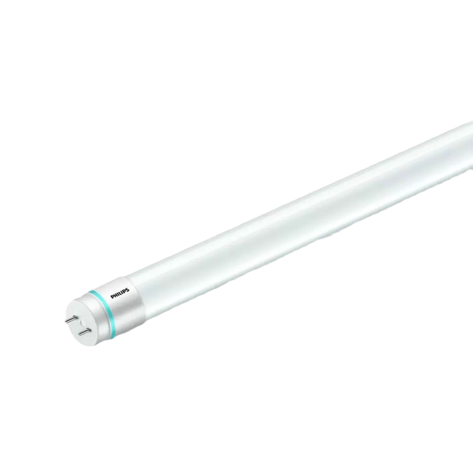 White LED tube light with bi-pin base designed for energy-efficient lighting in home improvement and electrical collections