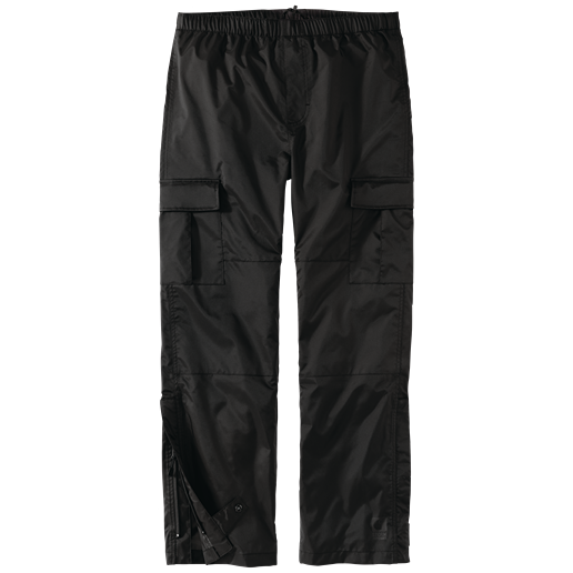 Black relaxed fit men's waterproof cargo pants with lightweight nylon shell and Rain Defender finish from Hartville Tree collection