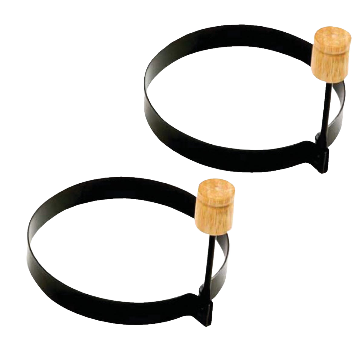 Set of two black metal cooking rings with wooden handles for kitchen gadgets and cooking utensils use under $50