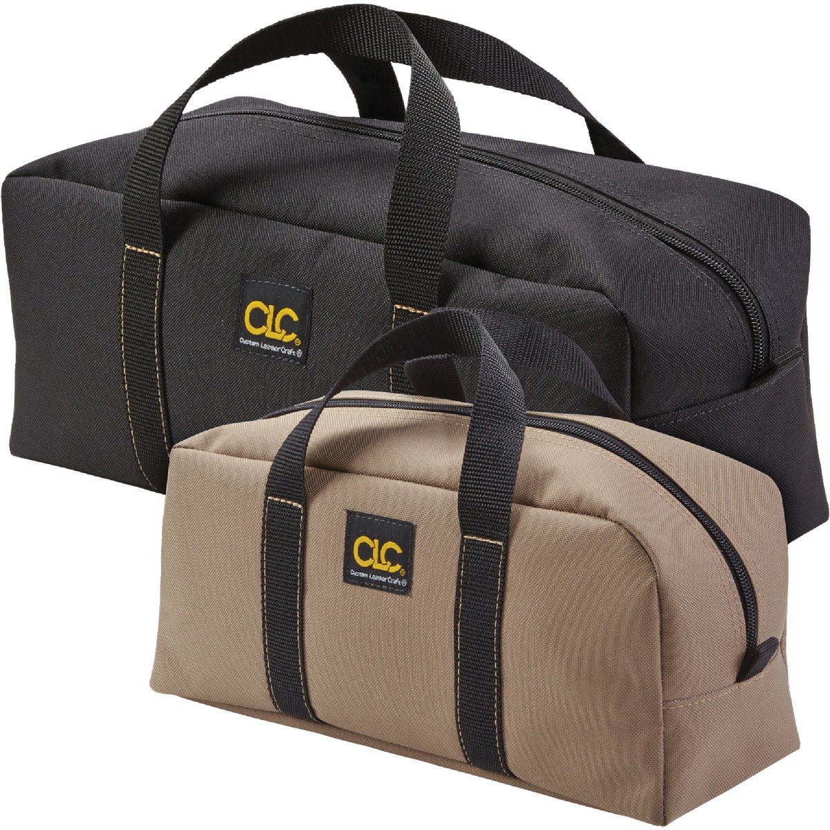 Set of black and tan soft-sided utility bags for tool storage and workshop organization under $100