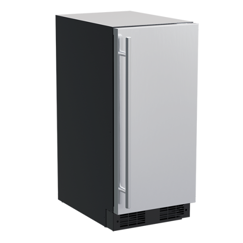 Slim built-in beverage center with stainless steel door and vertical handle, ideal for modern kitchen and appliance collections