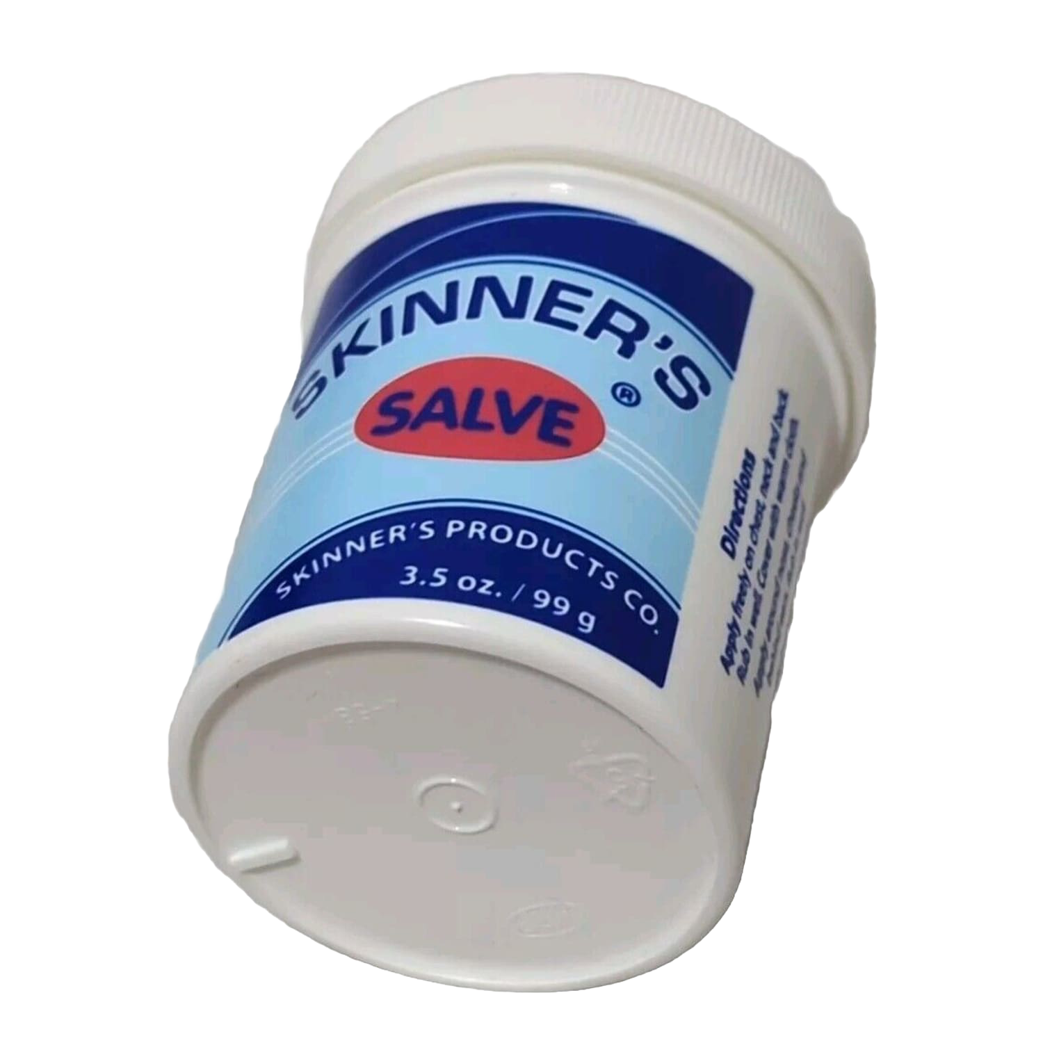 White plastic jar of Skinner's salve with blue and orange label for health and beauty under $50 collection