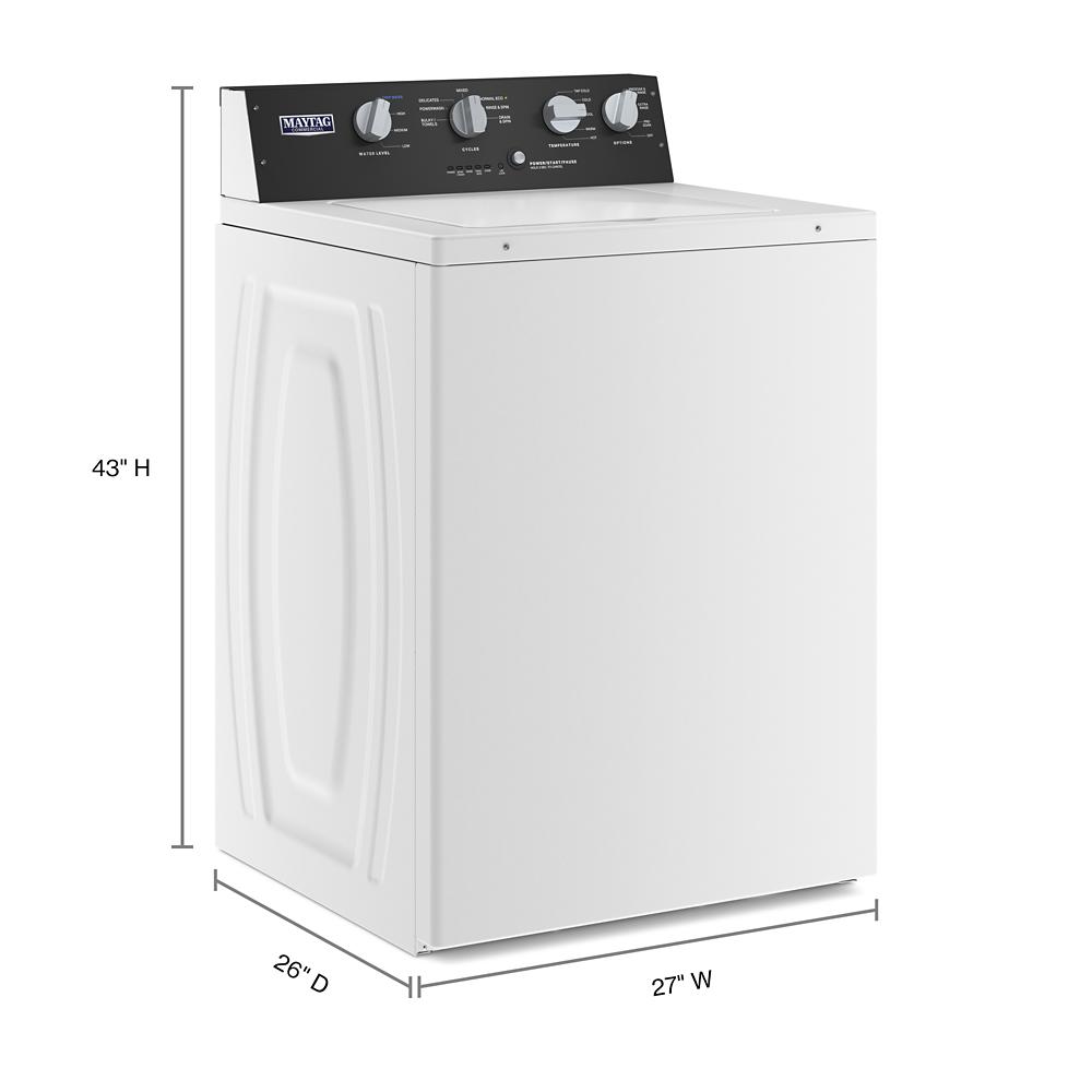 White top load washer with black control panel featuring multiple dials from washers and appliances collection