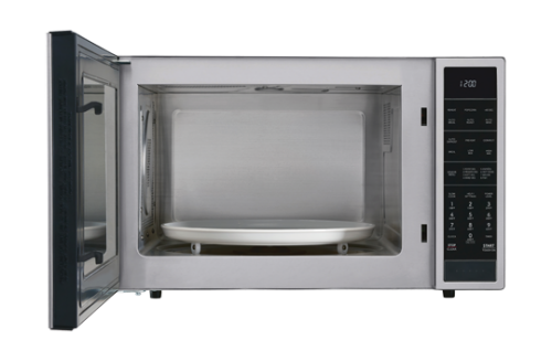 Stainless steel convection microwave with digital control panel and open door in Countertop Microwaves collection