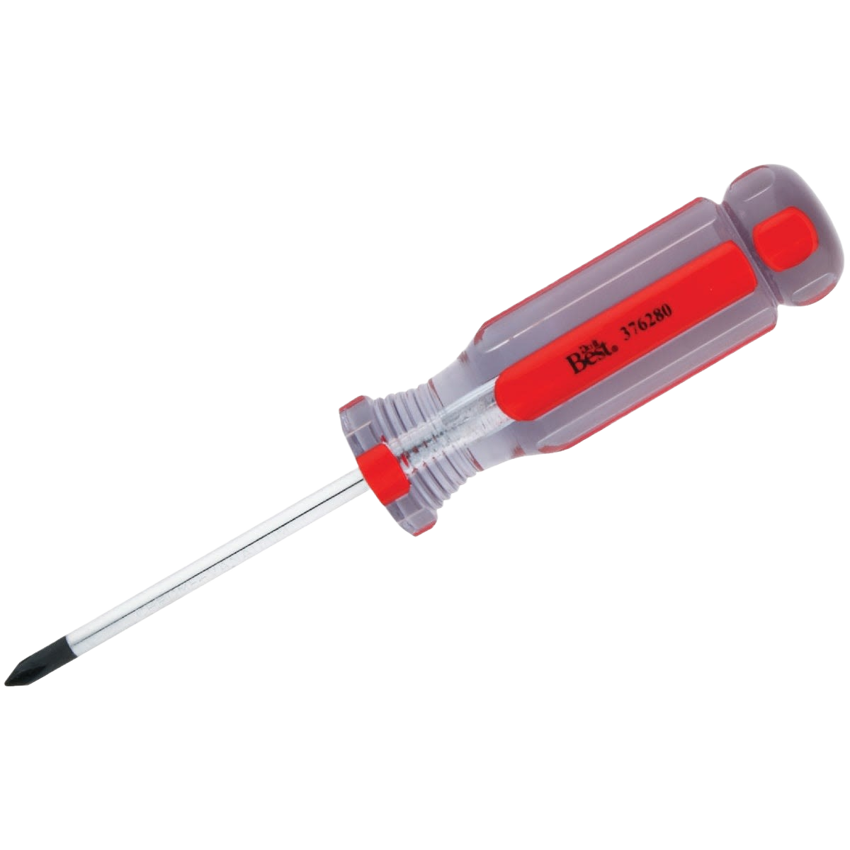 Phillips screwdriver with translucent gray and red handle, 3-inch blade for precision tools and home improvement tasks