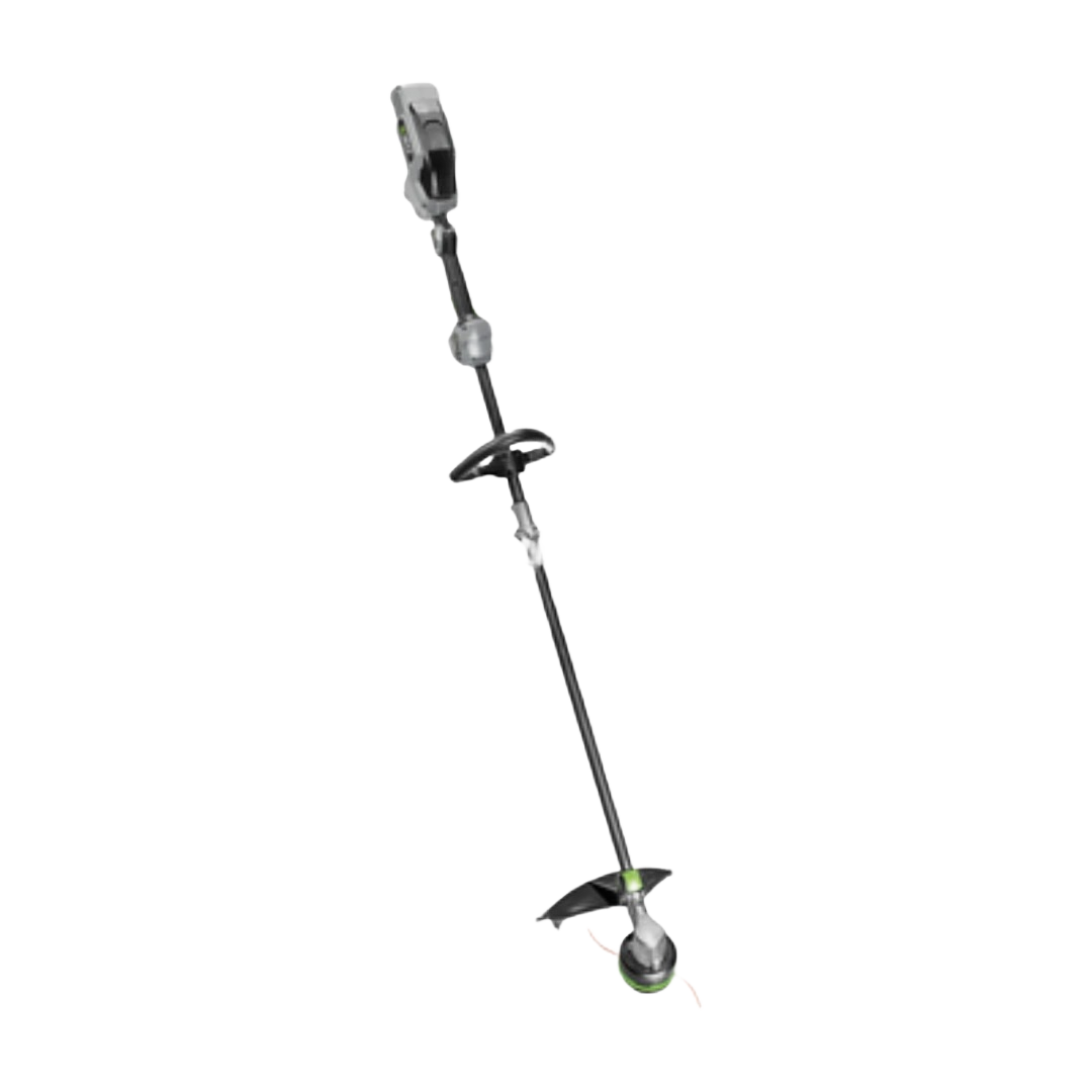 Cordless string trimmer with carbon fiber shaft and POWERLOAD™ system for outdoor power equipment use in lawn care.