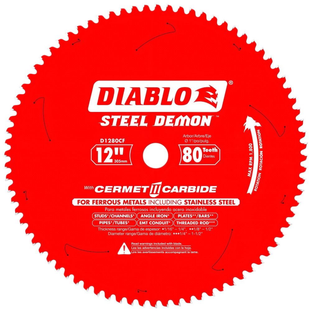 12-inch 80 tooth metal cutting saw blade with Cermet II carbide teeth for ferrous metals in power tool accessories collections