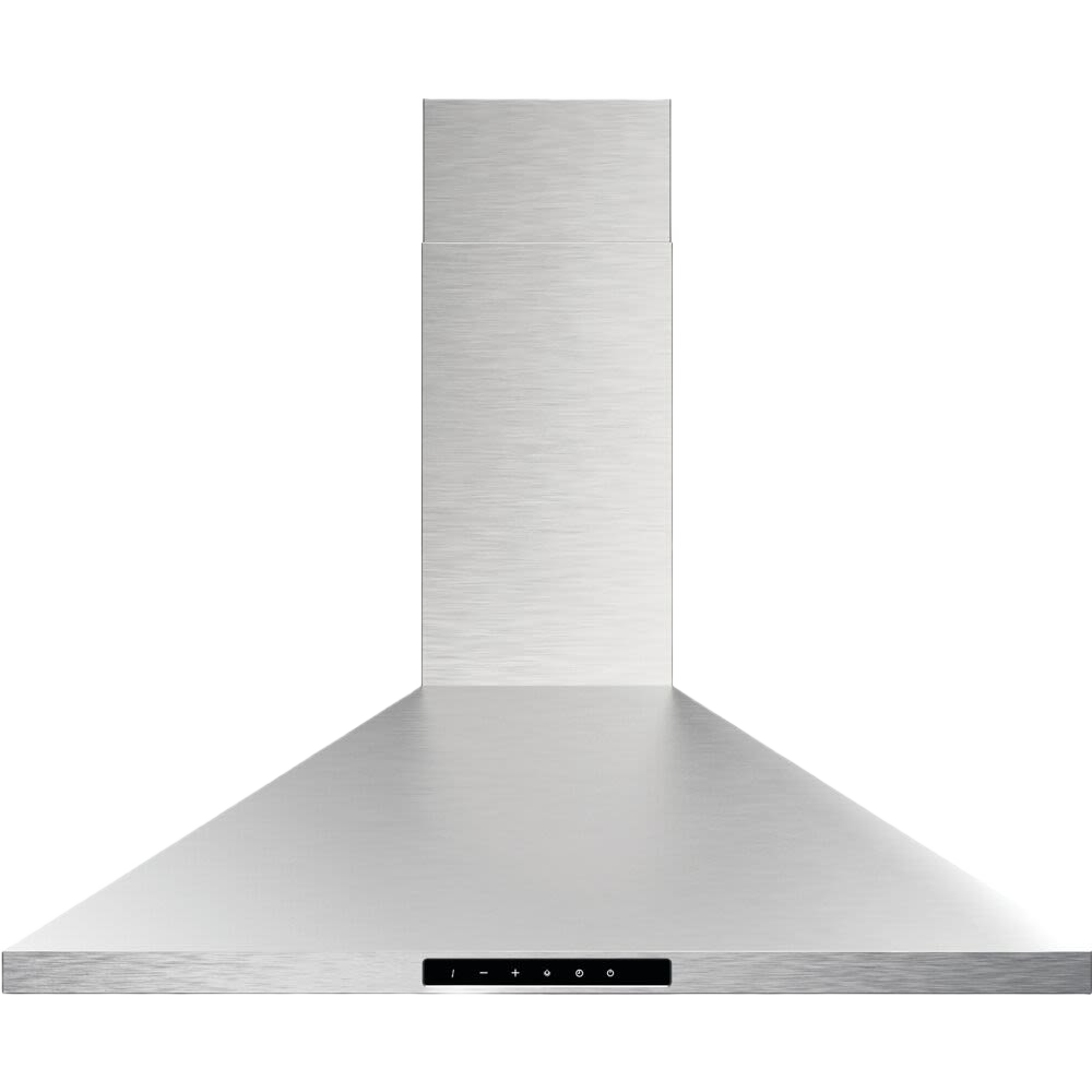 stainless steel wall mounted chimney hood with digital touch controls in wall mounted range hoods collection