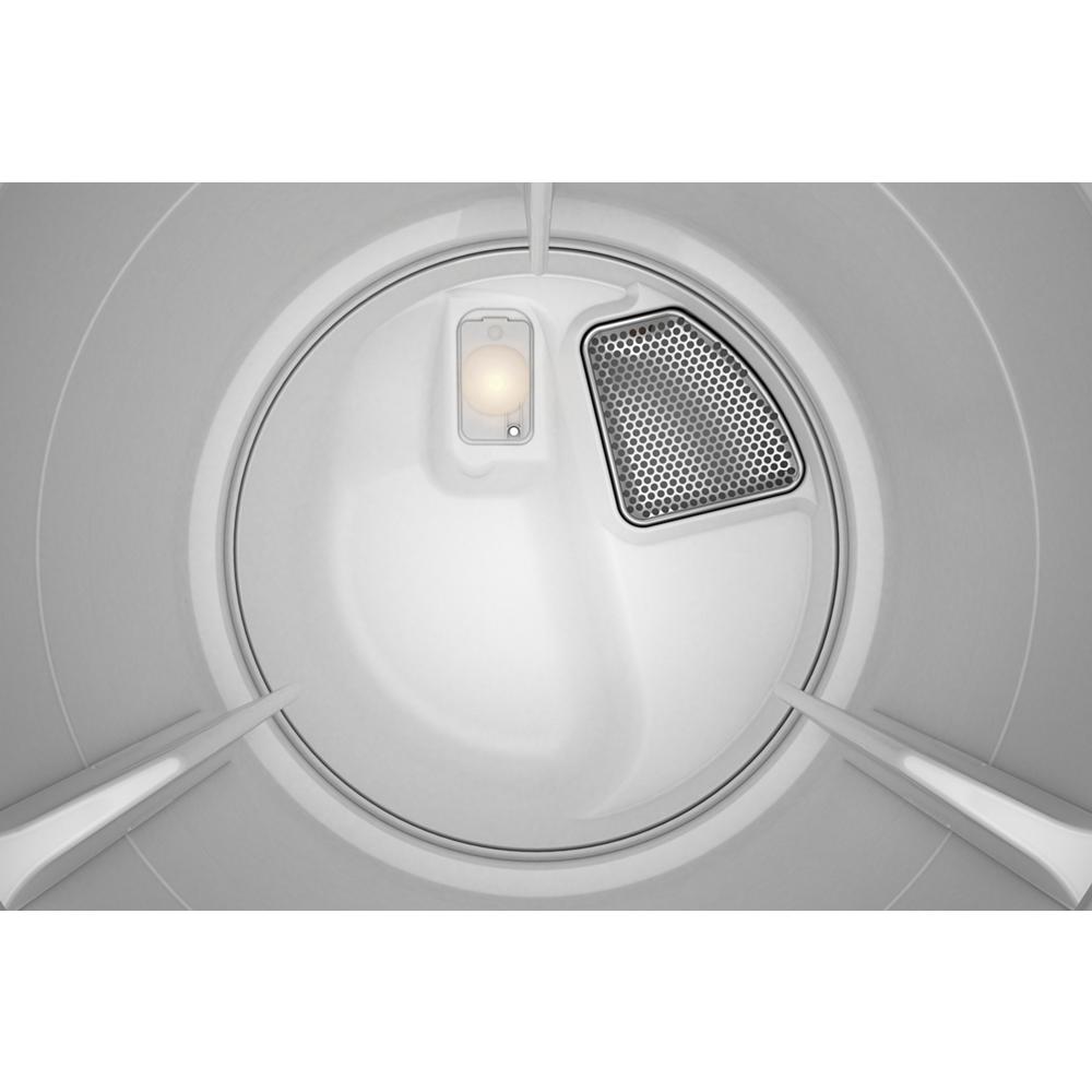Interior view of commercial-grade electric dryer drum with moisture sensor and vent grate from dryers collection
