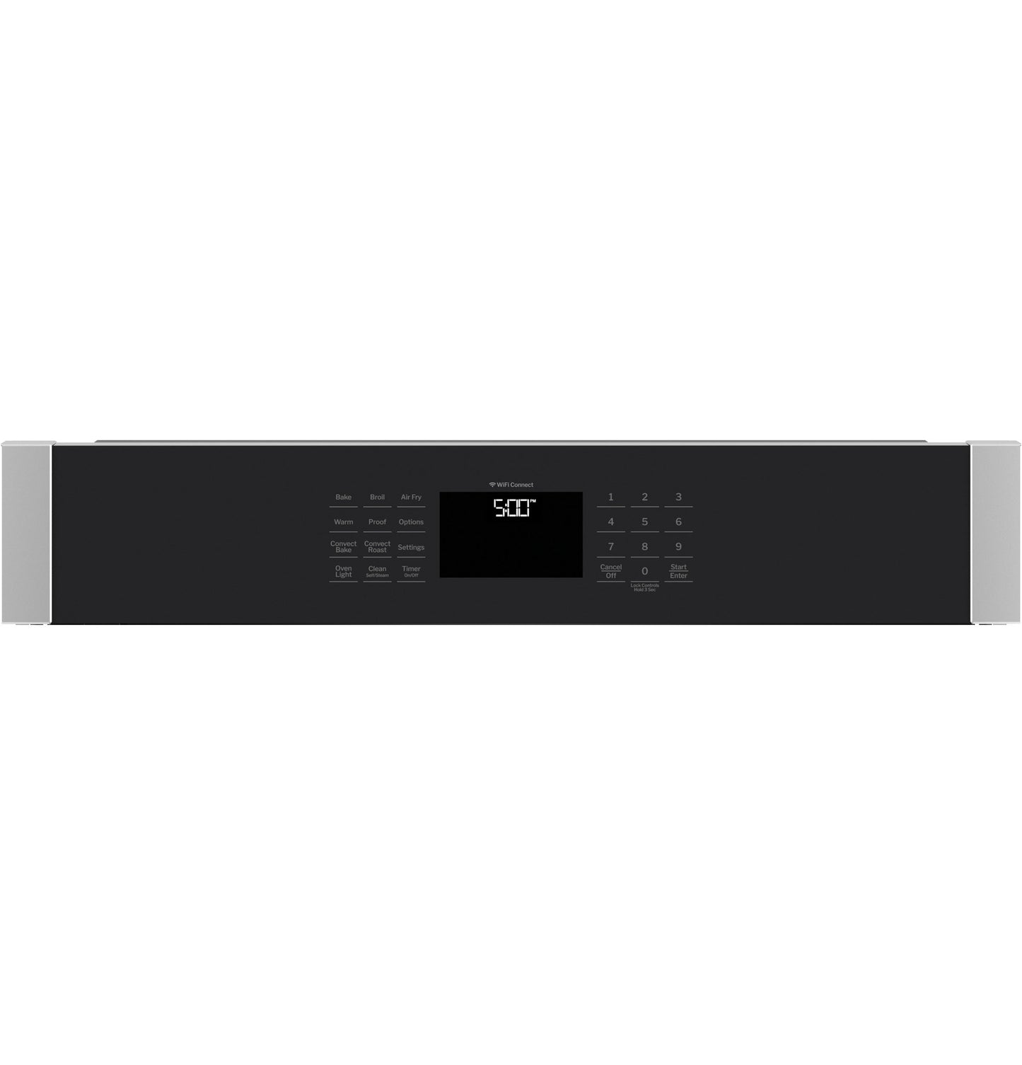 Control panel of a modern built-in double wall oven with digital display and touch controls from Kitchen & Kitchenware collection