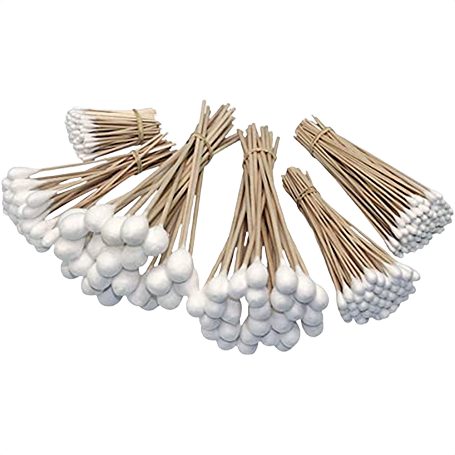 Bundles of natural wood cotton swabs with white tips neatly grouped for home improvement and cleaning tasks