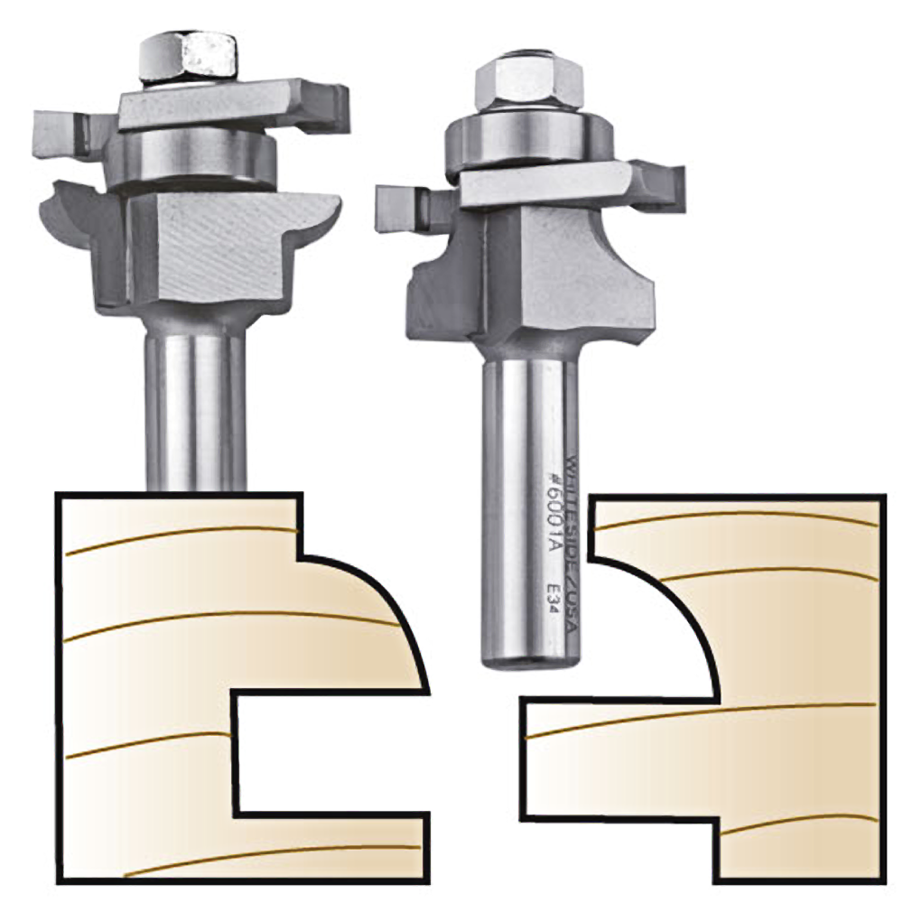 Set of two high-precision router bits for stile and rail joint cutting in power tool accessories collection