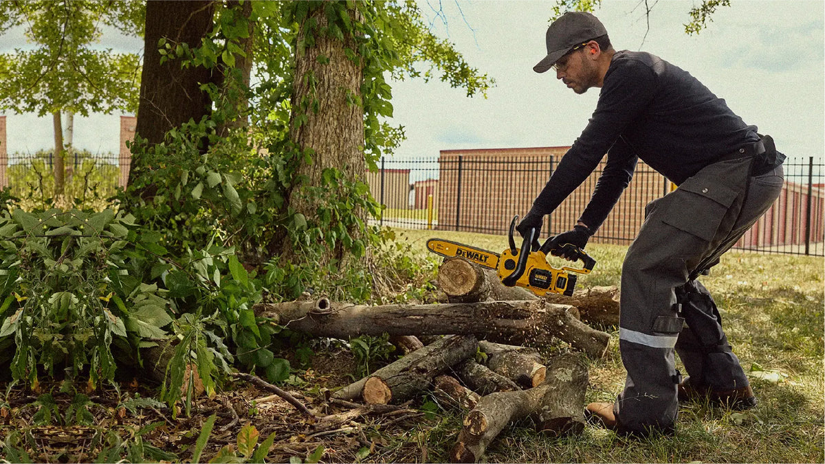 Prep for fall cleanup with a DeWalt 12” Chainsaw.