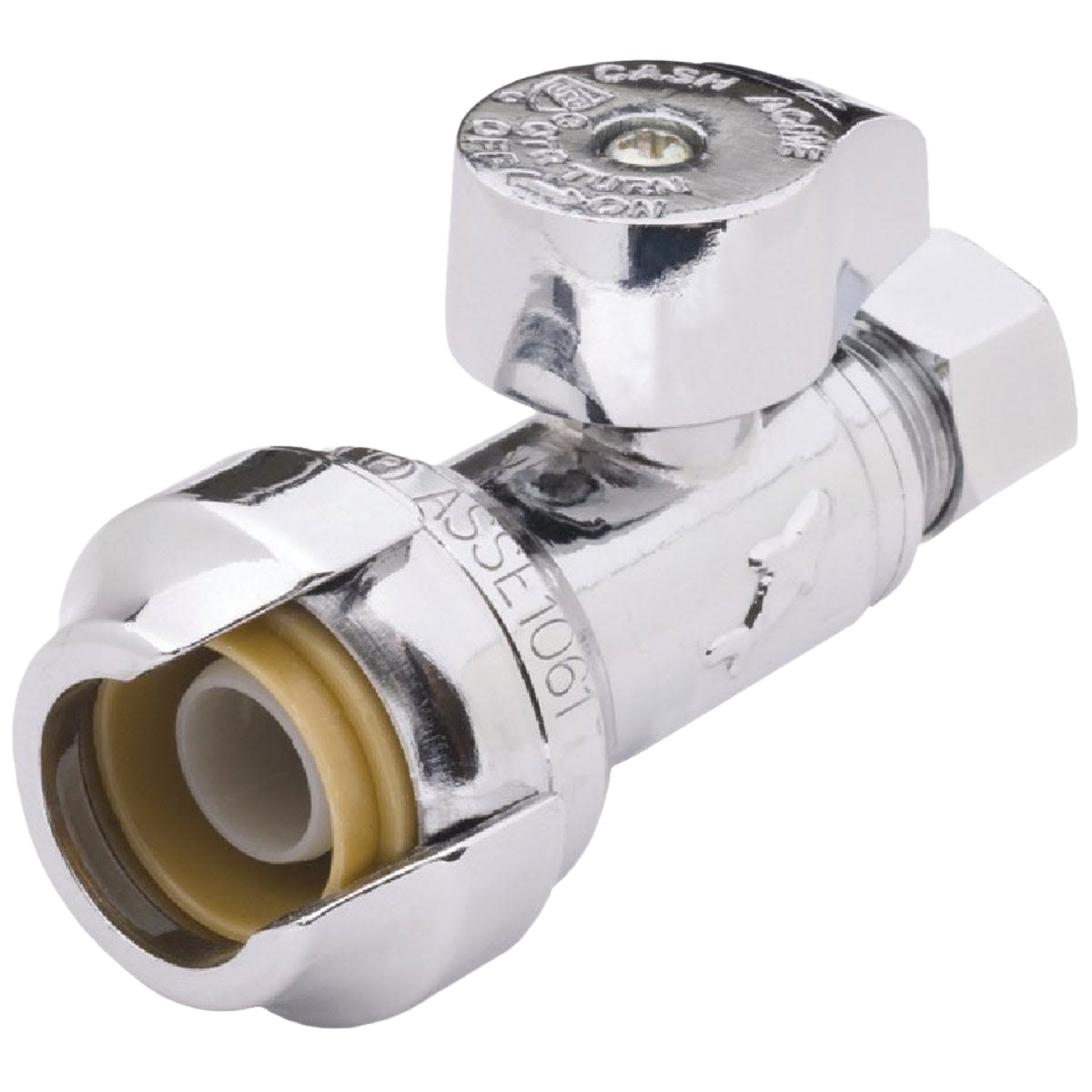Compact brass compression stop valve with push-to-connect fitting for plumbing and pipes & fittings collections under $50