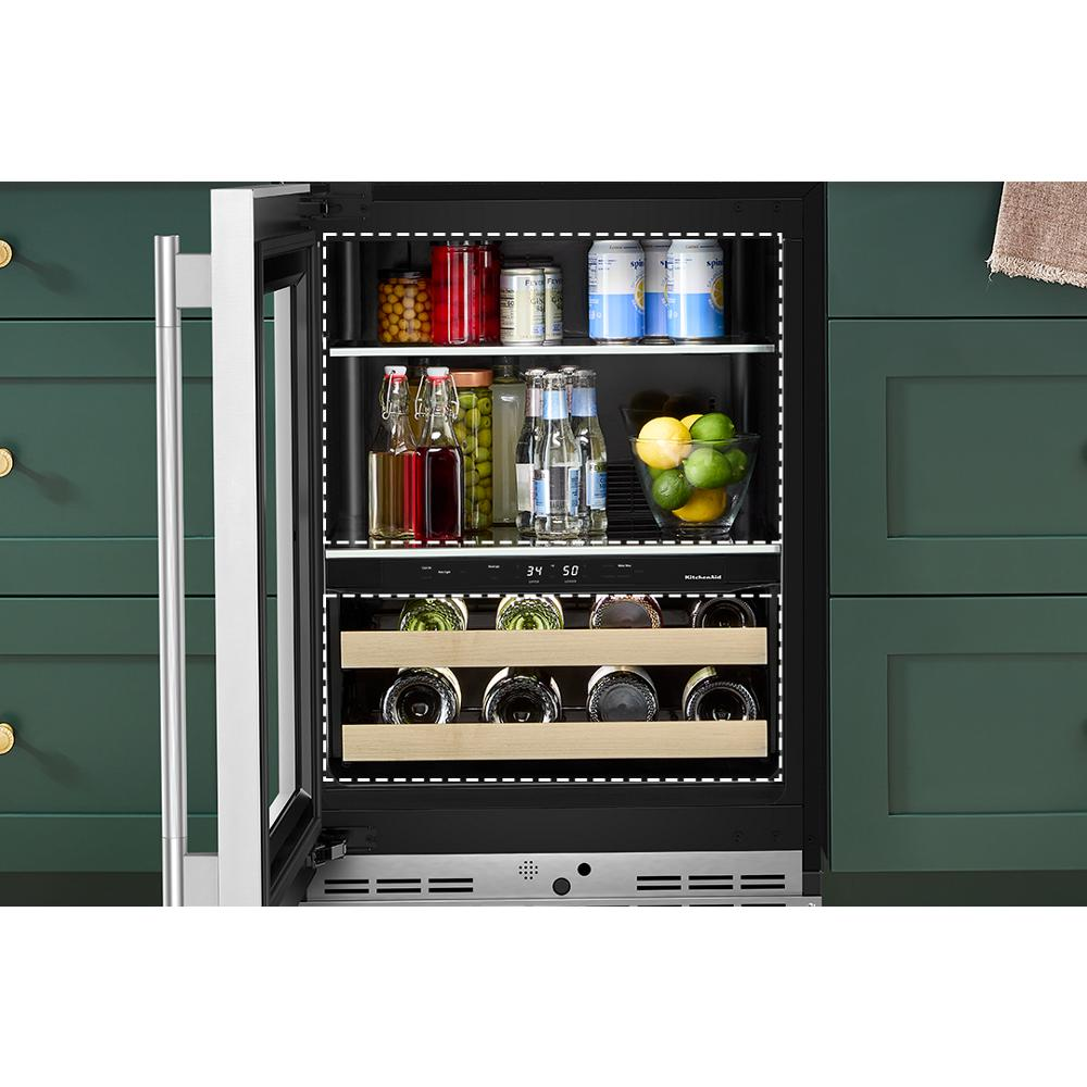 24" Beverage Center with Glass Door and Wood-Front Racks