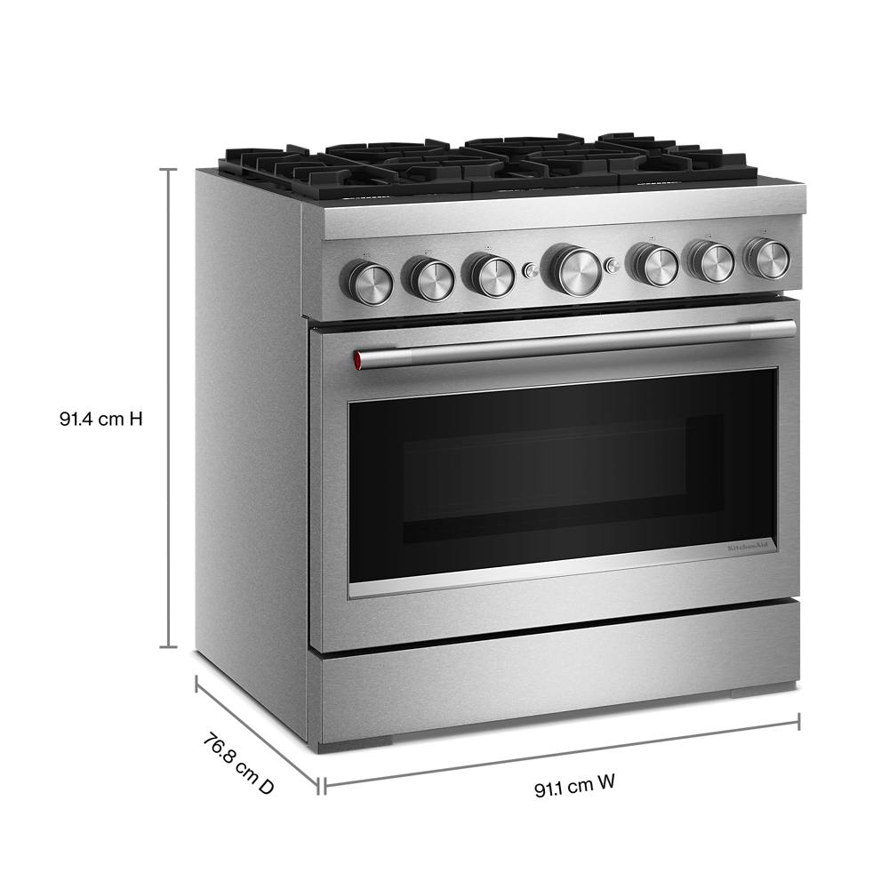 36-Inch 6 Burner Commercial-Style Dual Fuel Range with No Preheat Air Fry Mode