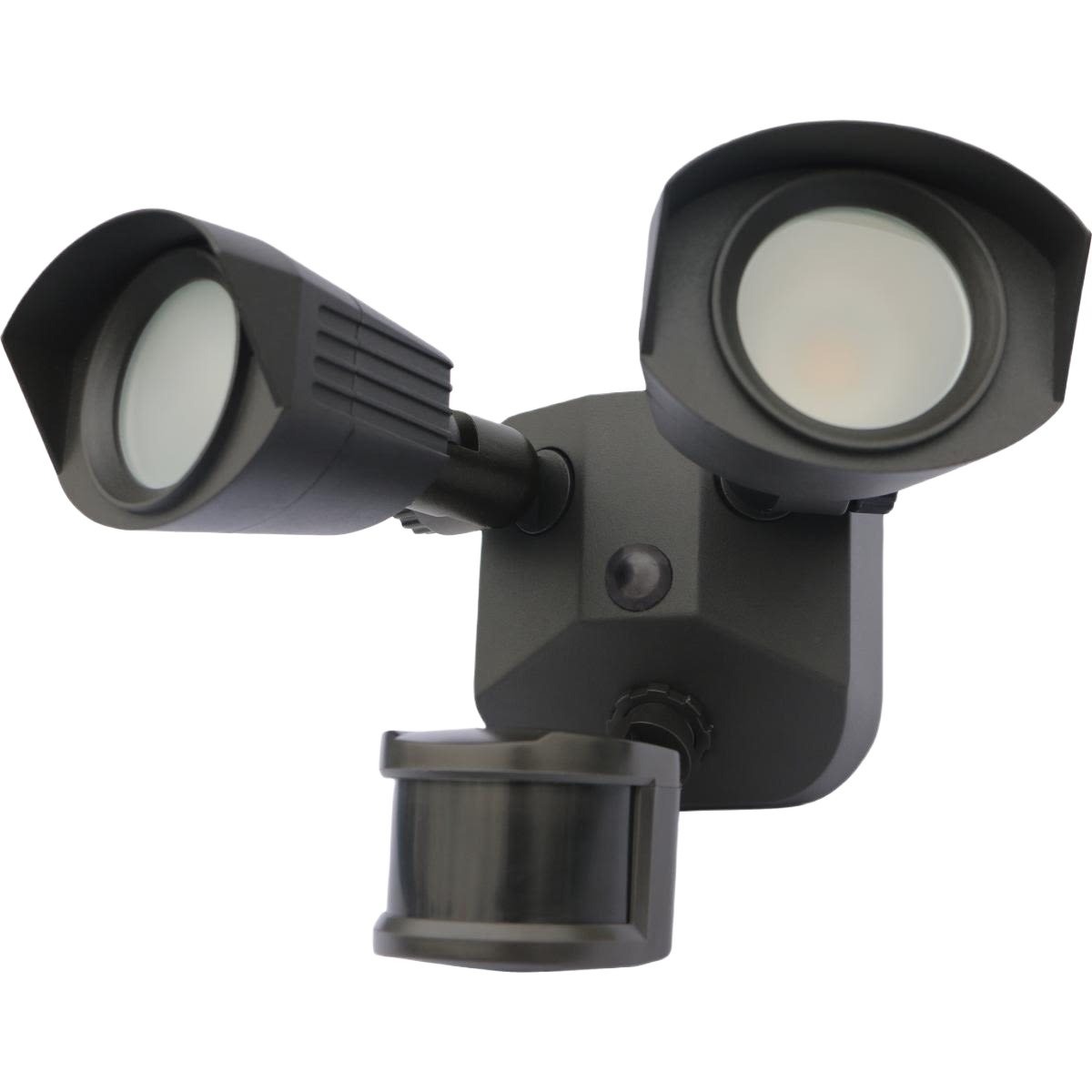 Bronze dual head LED outdoor security light with motion sensor for safety and smart home outdoor lighting solutions