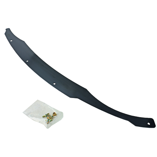 Curved black metal blade and small hardware kit for front blowout tool, suitable for home improvement projects