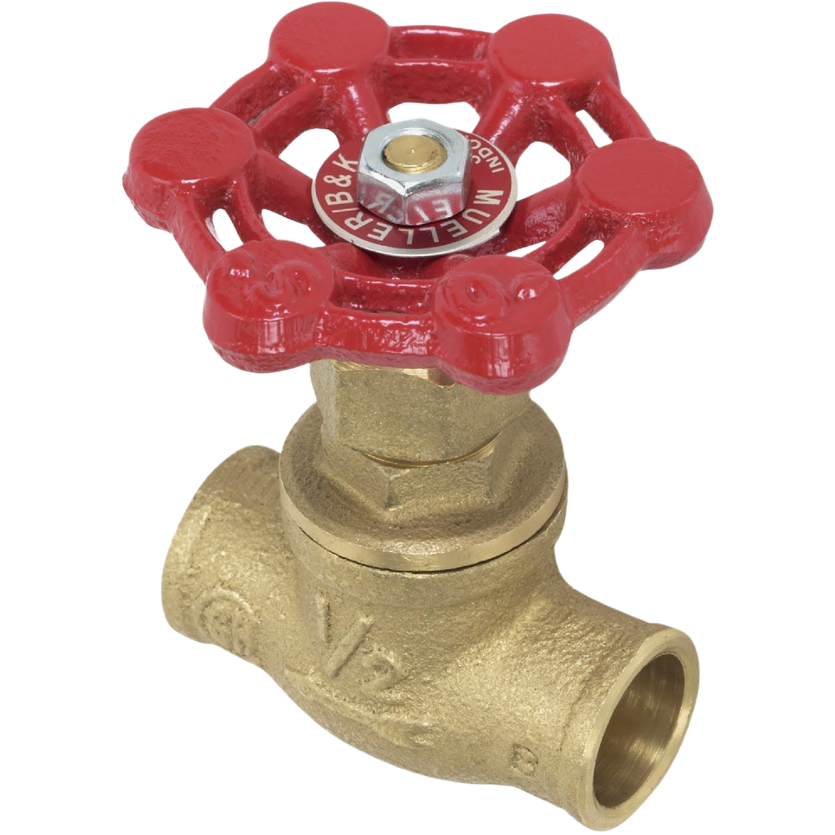 Brass compression valve with red wheel handle for plumbing and home improvement under $50 collection