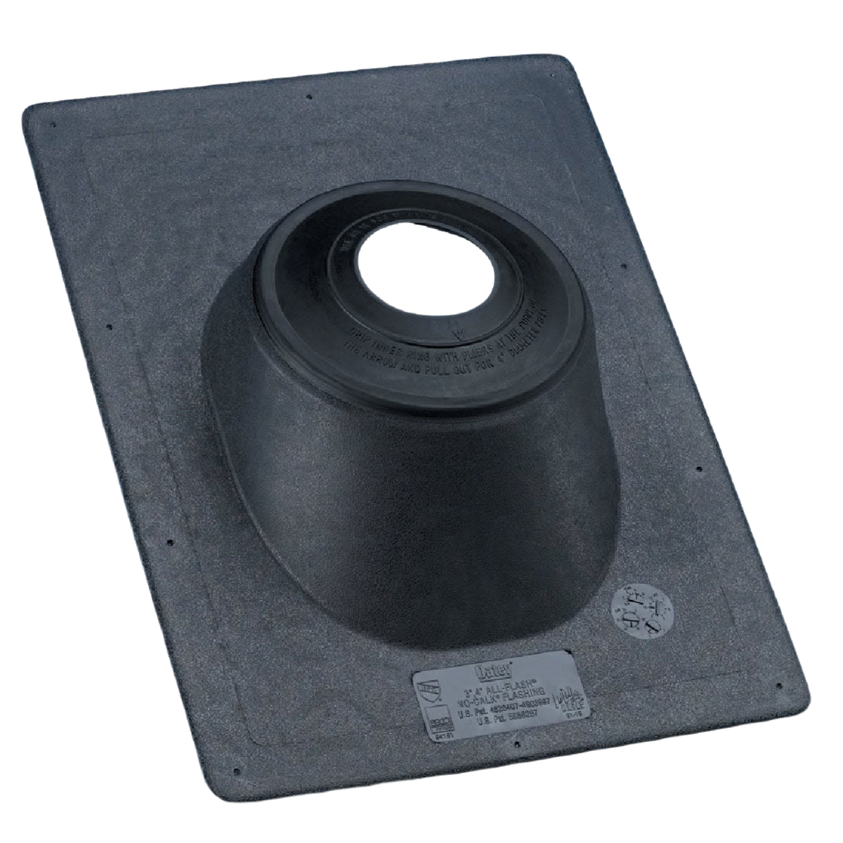 Black thermoplastic pipe flashing with wide base for plumbing repair and home improvement projects under $50 collection