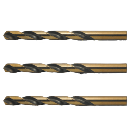 Three gold-toned Hi-Molybdenum Steel drill bits for precision drilling in tool accessories and power tool collections under $50