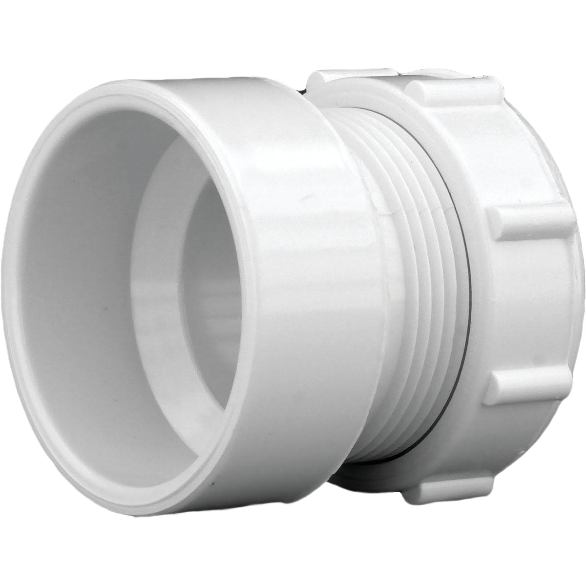 White PVC trap waste adapter with hub and slip jamnut connection for plumbing in Pipes & Fittings and Under $50 collections