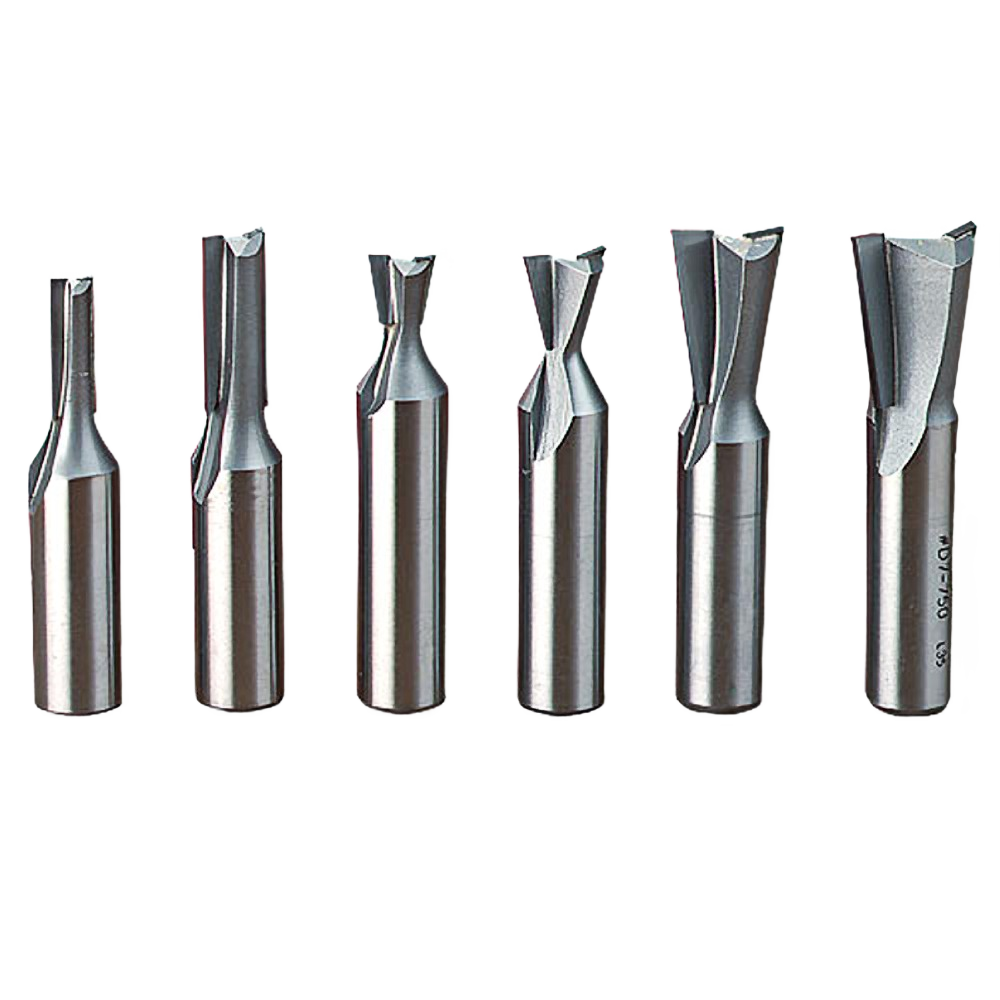 Set of six carbide-tipped router bits with 1/4 in. shanks for precise woodworking in power tool accessories collection