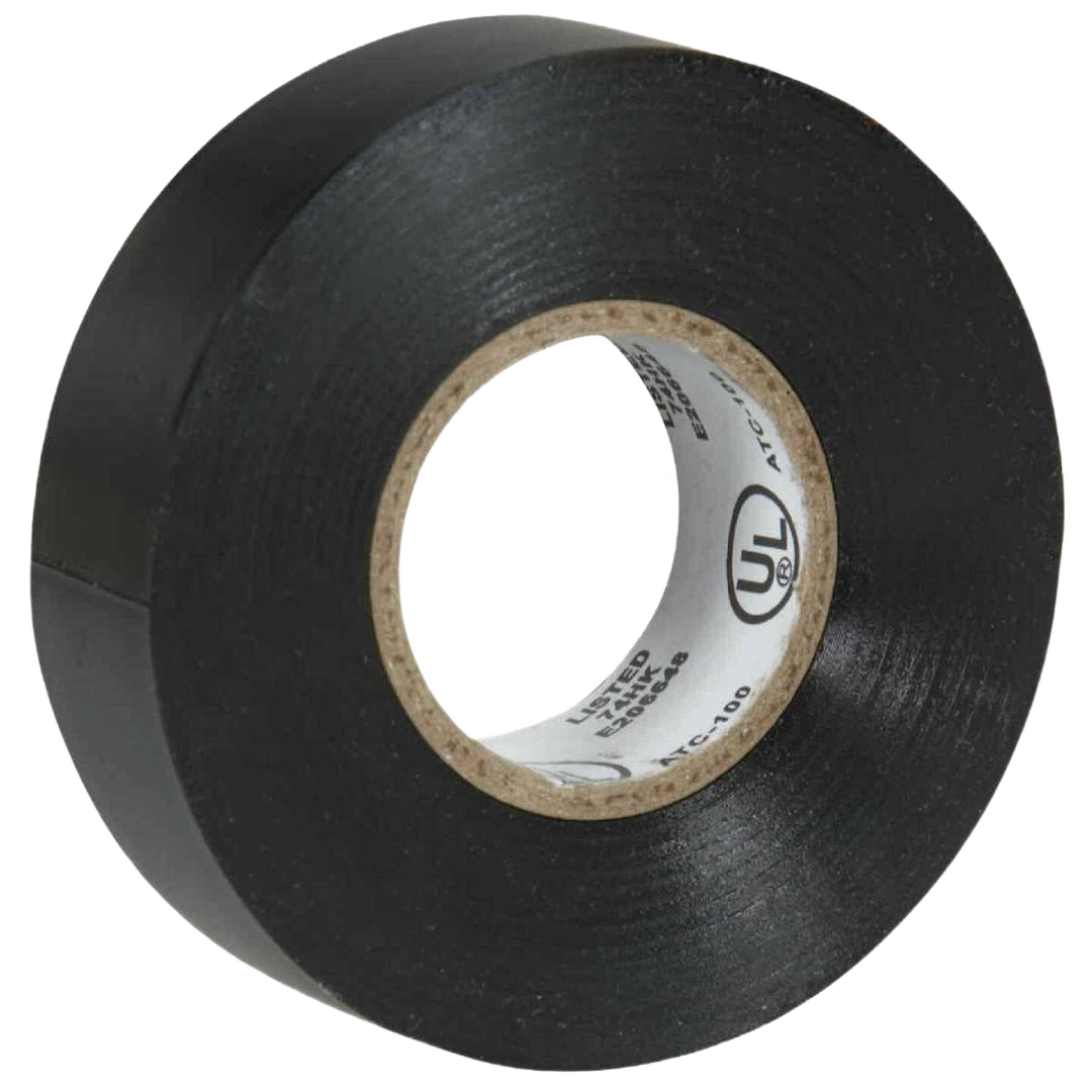 Black vinyl electrical tape roll with rubber-based adhesive for electrical tools and home improvement projects under fifty dollars