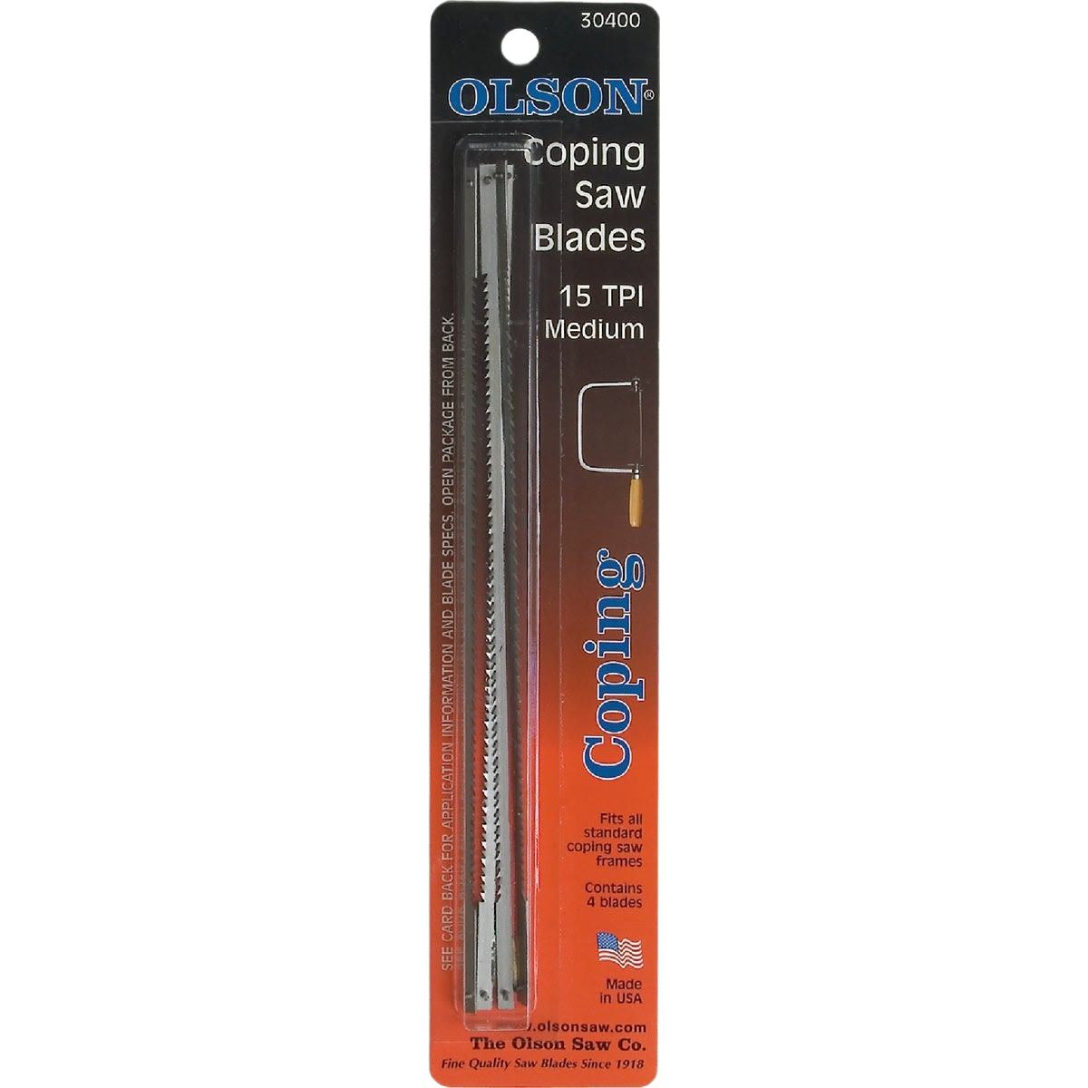 Pack of four Olson medium 15 TPI coping saw blades for woodworking and tool accessories under $50 collections