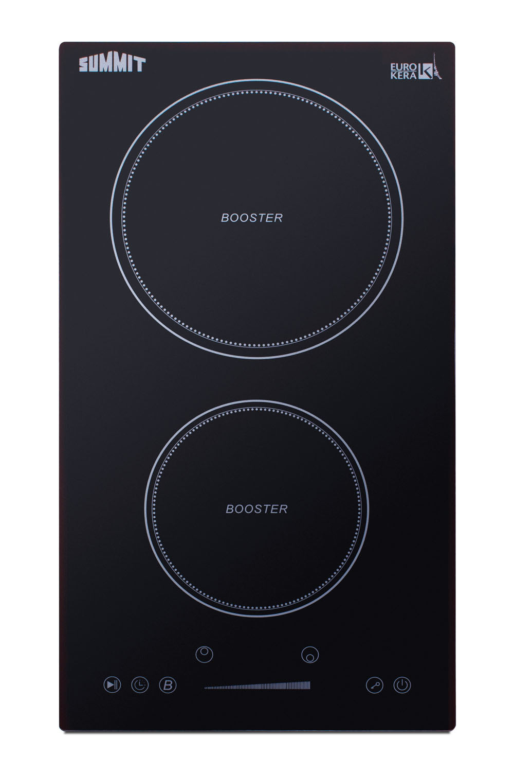 Black two-zone induction cooktop with touch controls from Cooktops and Kitchen & Kitchenware collections