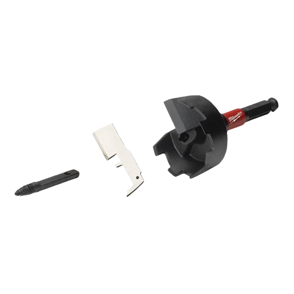 Milwaukee SwitchBlade selfeed bit with black cutting head and red shank, tool accessories for woodworking and home improvement