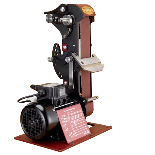 Motorized belt sharpening system with adjustable platform for precise tool edge maintenance in home improvement tasks