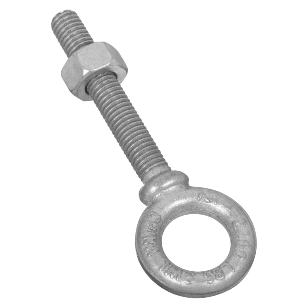Galvanized steel eye bolt with hex nut and threaded shaft for fastening in home improvement and hardware tools under 50 dollars