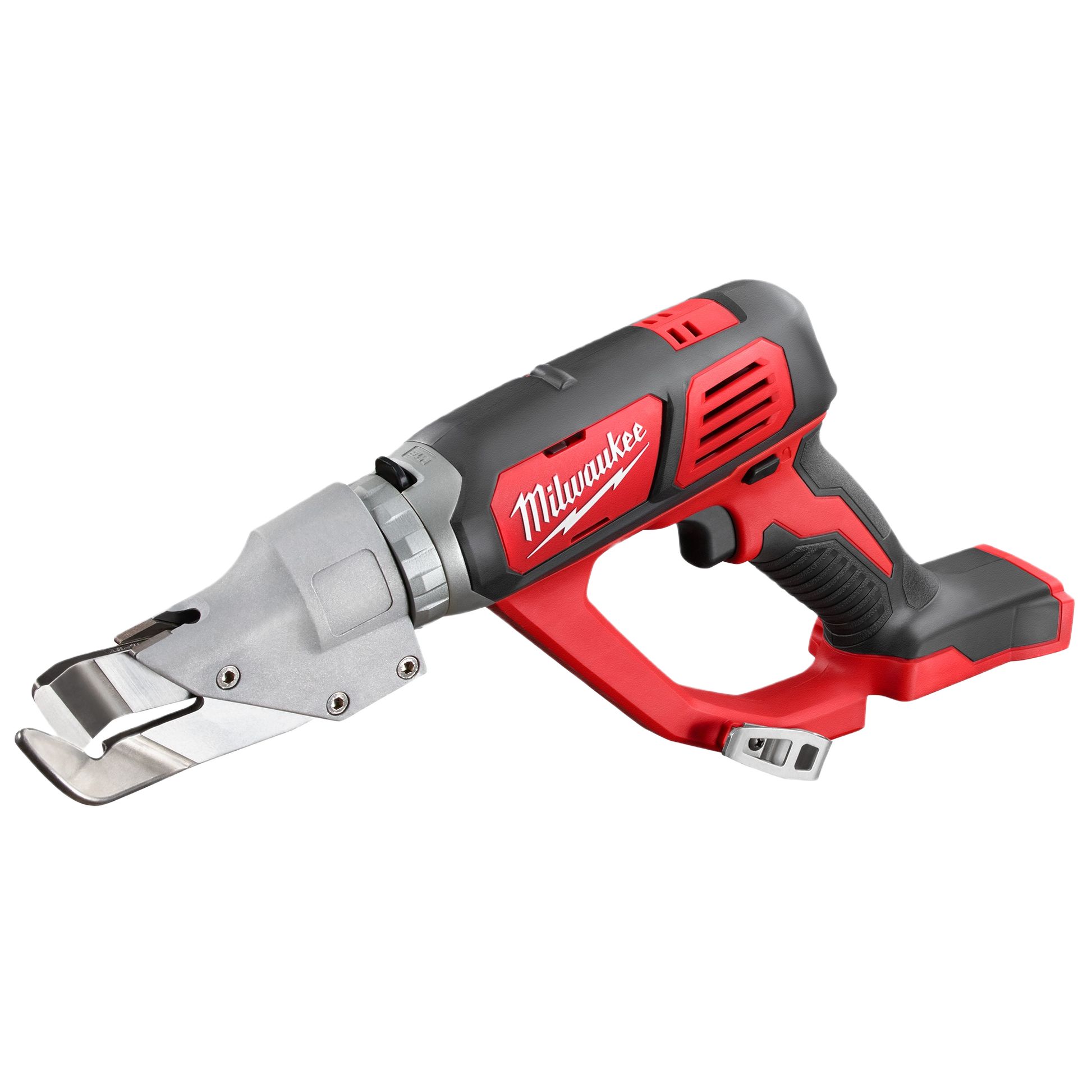 Cordless red and black 18 gauge single cut shear designed for precise cutting in home improvement projects
