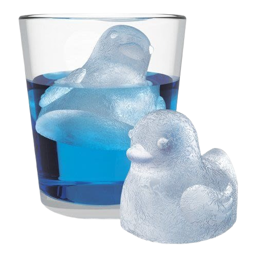 Silicone ice tray creating clear duck-shaped ice cubes for beverages in kitchen gadgets under $50 collection