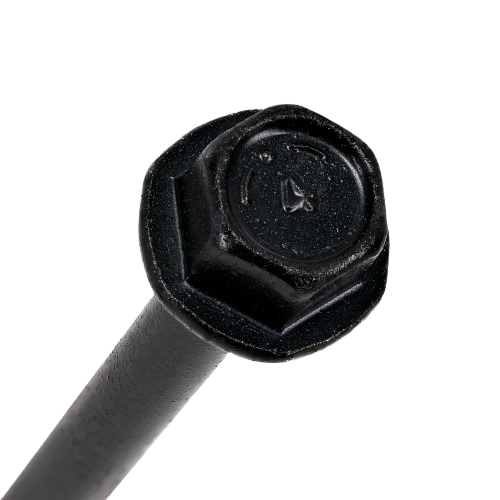 Close-up of a black lock nut with hexagonal head for durable fastening in hardware and fasteners collection