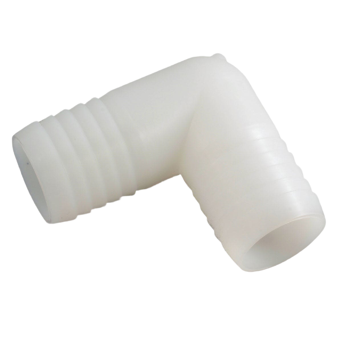 White nylon 3/8 inch barb elbow fitting for plumbing and irrigation in Pipes & Fittings and Under $50 collections