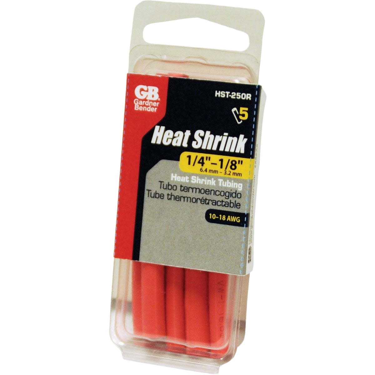 Package of red heat shrink tubing sleeves for electrical insulation and cable protection in home improvement tools collection