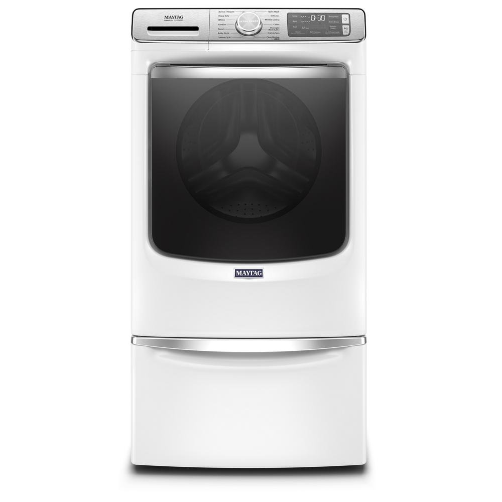 White front load washer with large tinted door and digital control panel from Washers and Appliances collections