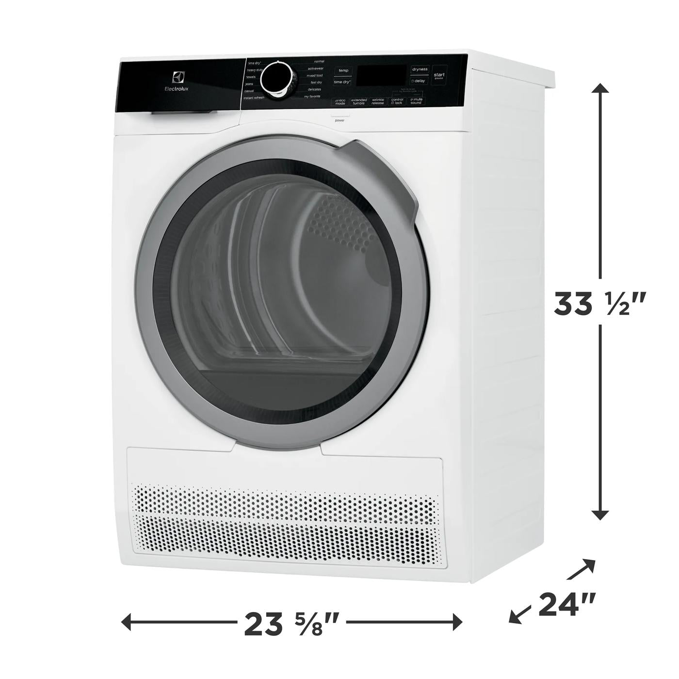 White compact front load ventless dryer with digital display and control knob from dryers and appliances collection
