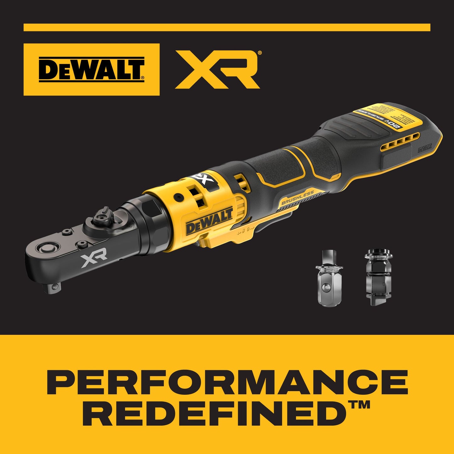 DEWALT 20V MAX* XR® Brushless Cordless 1/4 In. & 3/8 In. Sealed Head Ratchet (Tool Only)