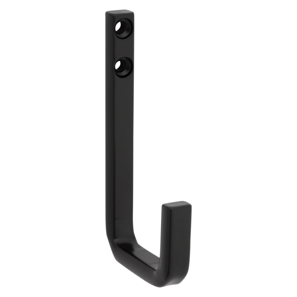 Matte black modern hook with zinc construction for garage and dorm storage organization under $50 home improvement tool