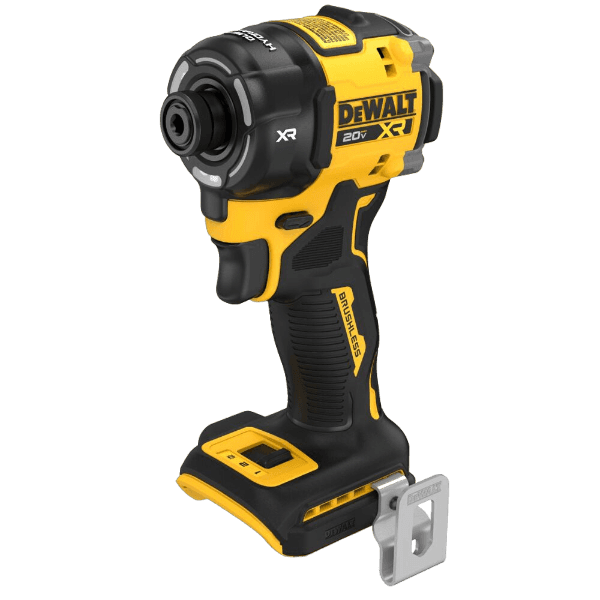 Compact yellow and black brushless cordless impact driver designed for efficient home improvement tasks