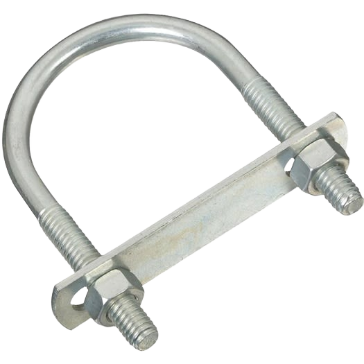 Zinc round U bolt with nuts and mounting plate for securing pipes and hardware in fasteners and home improvement collections