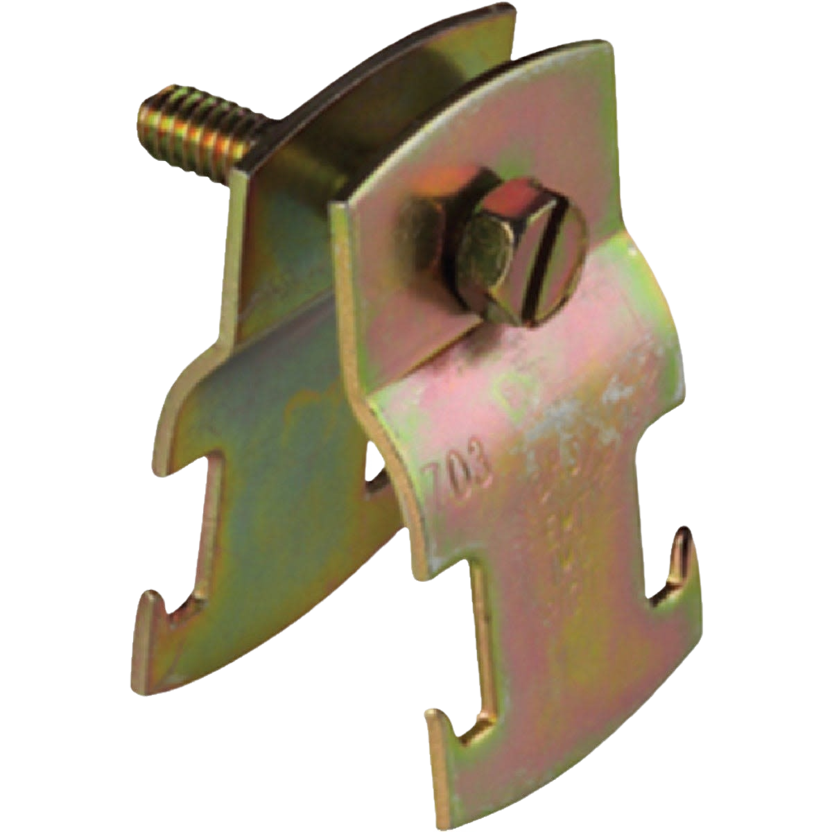 Gold electroplated zinc universal pipe clamp for electrical conduit and pipe mounting in home improvement projects under $50
