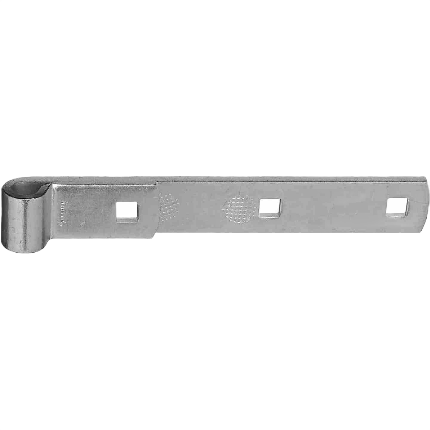 Zinc-plated metal hinge strap with multiple square mounting holes for home improvement and hardware projects