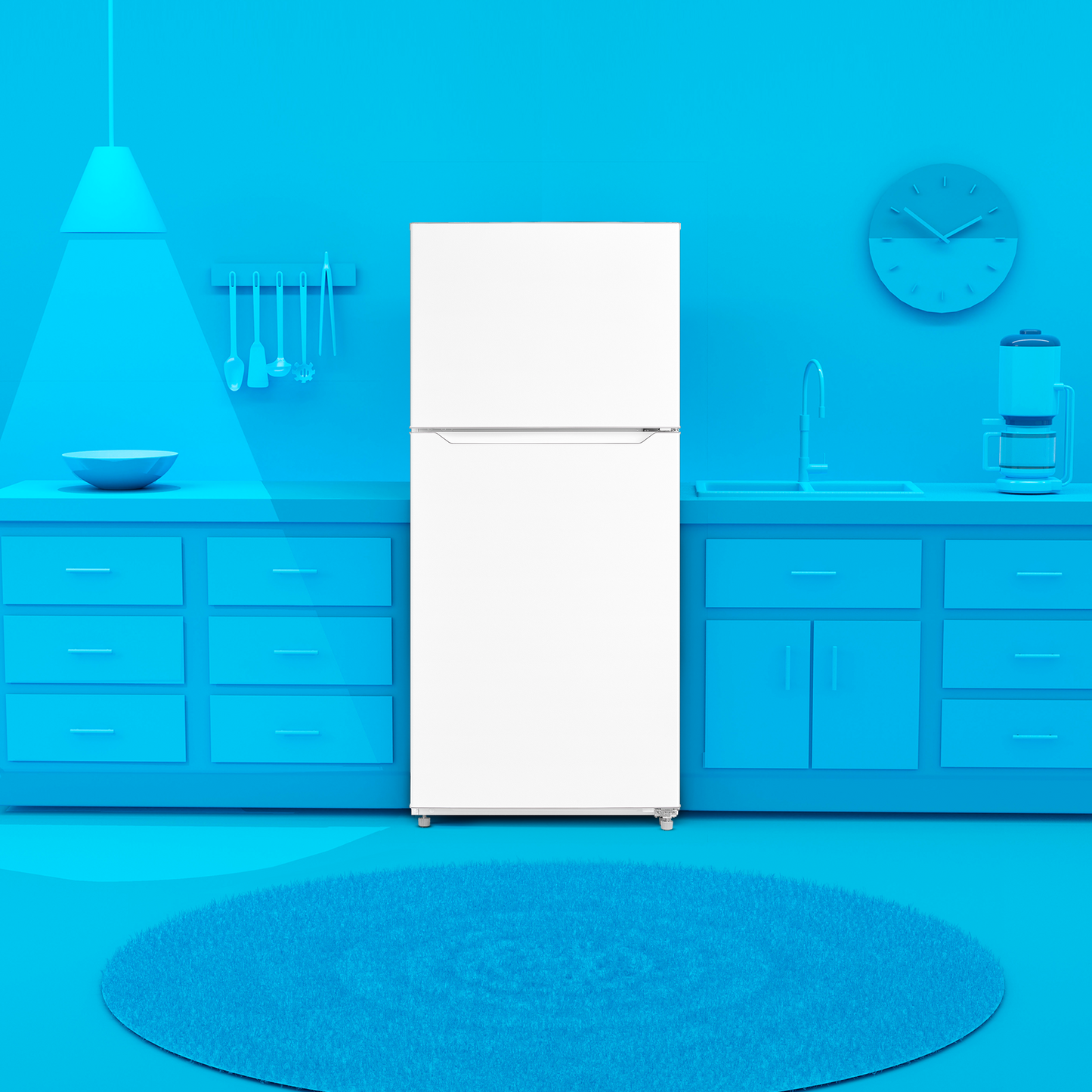 White top freezer refrigerator with adjustable glass shelves in kitchen appliances and refrigerators collection